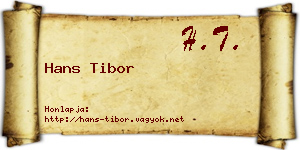 Hans Tibor névjegykártya